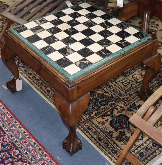 A marble chess top table W.64cm
